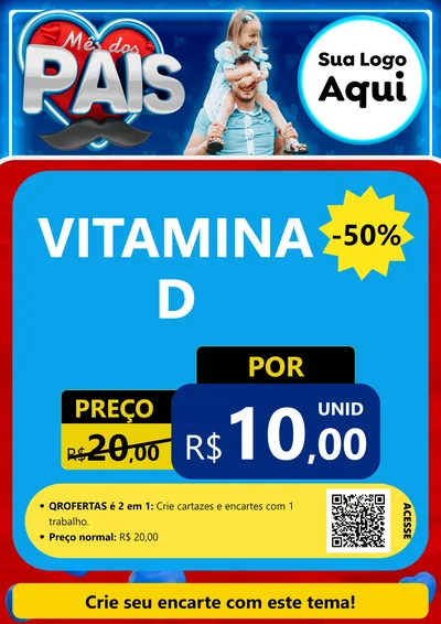 Modelo de Cartaz para Cartaz A4 Vertical com o tema Mês Dos Pais para Farmácia
