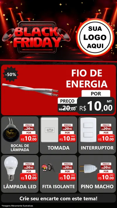 Modelo de Rede Social para Stories com o tema Black Friday para Materiais Elétricos