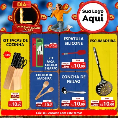 Modelo de Rede Social para Feed Facebook com o tema Dia L - O Dia Mais Barato Do Mês para Utilidades Domésticas