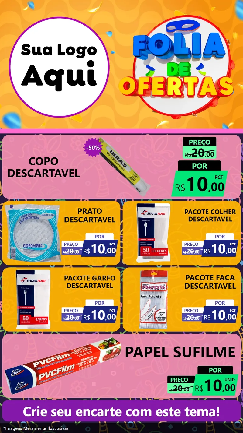 Modelo de TV para TV Vertical com o tema Folia de Ofertas para Embalagens