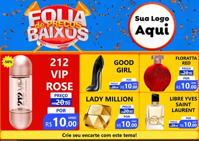 Modelo de Encarte para Encarte A4 Horizontal com o tema Folia de Preços Baixos para Perfumes