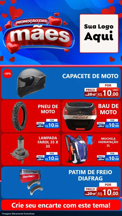 Modelo de TV para TV Vertical com o tema Promoção das Mães para Moto peças