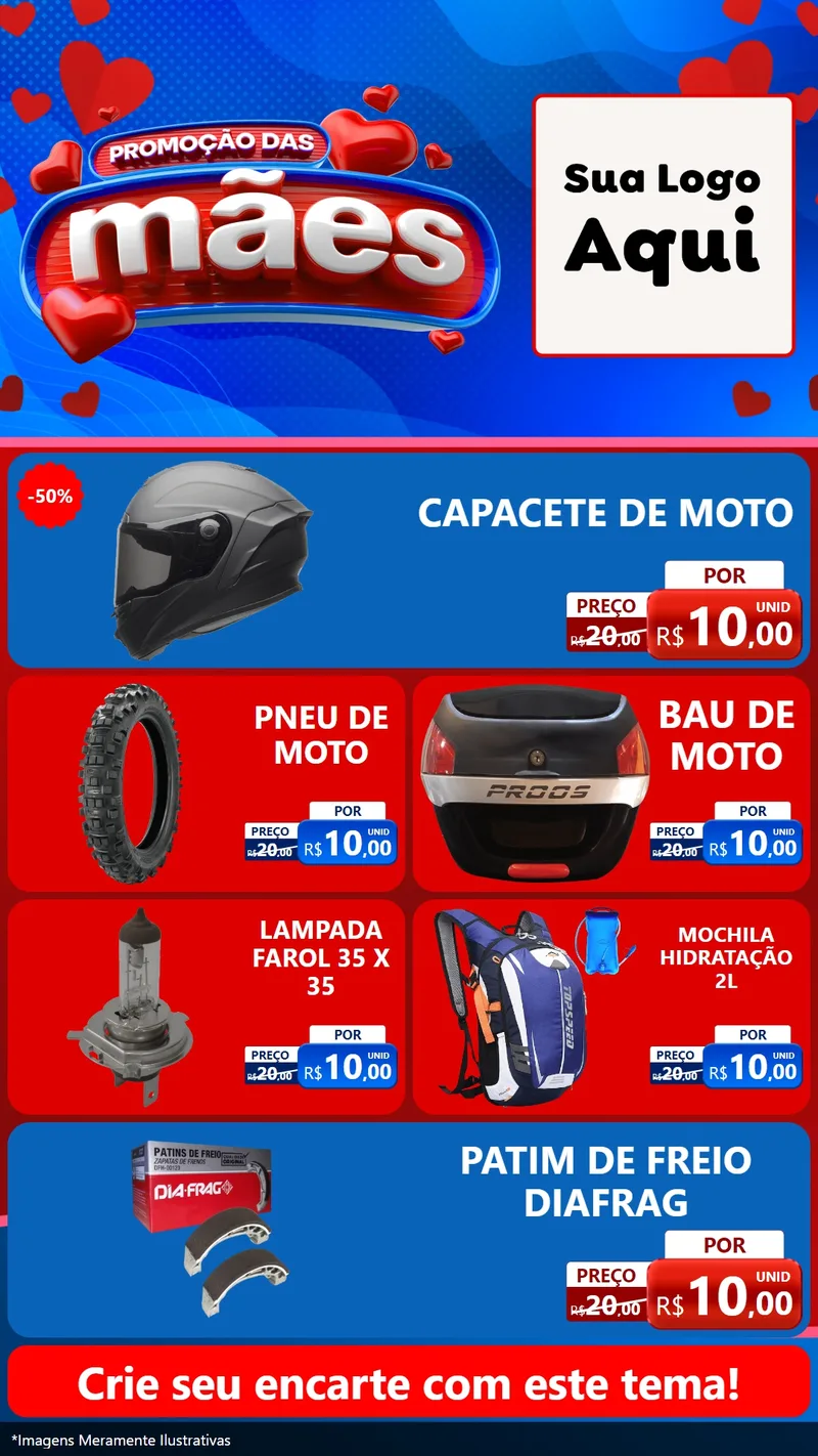 Modelo de TV para TV Vertical com o tema Promoção das Mães para Moto peças