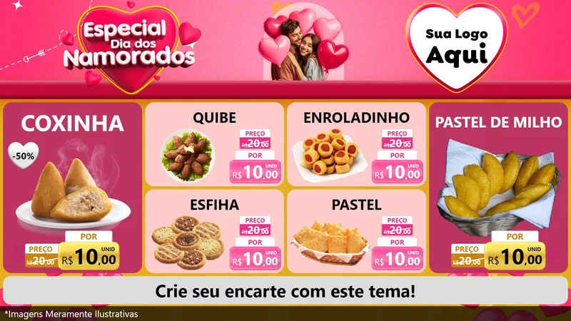 Modelo de TV para TV Horizontal com o tema Especial Dia dos Namorados para Salgadaria