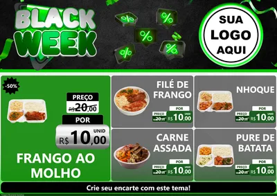 Modelo de Encarte para Encarte A4 Horizontal com o tema Black Week para Restaurante