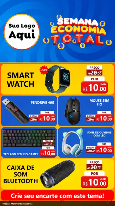 Modelo de TV para TV Vertical com o tema Semana Economia Total para Informática
