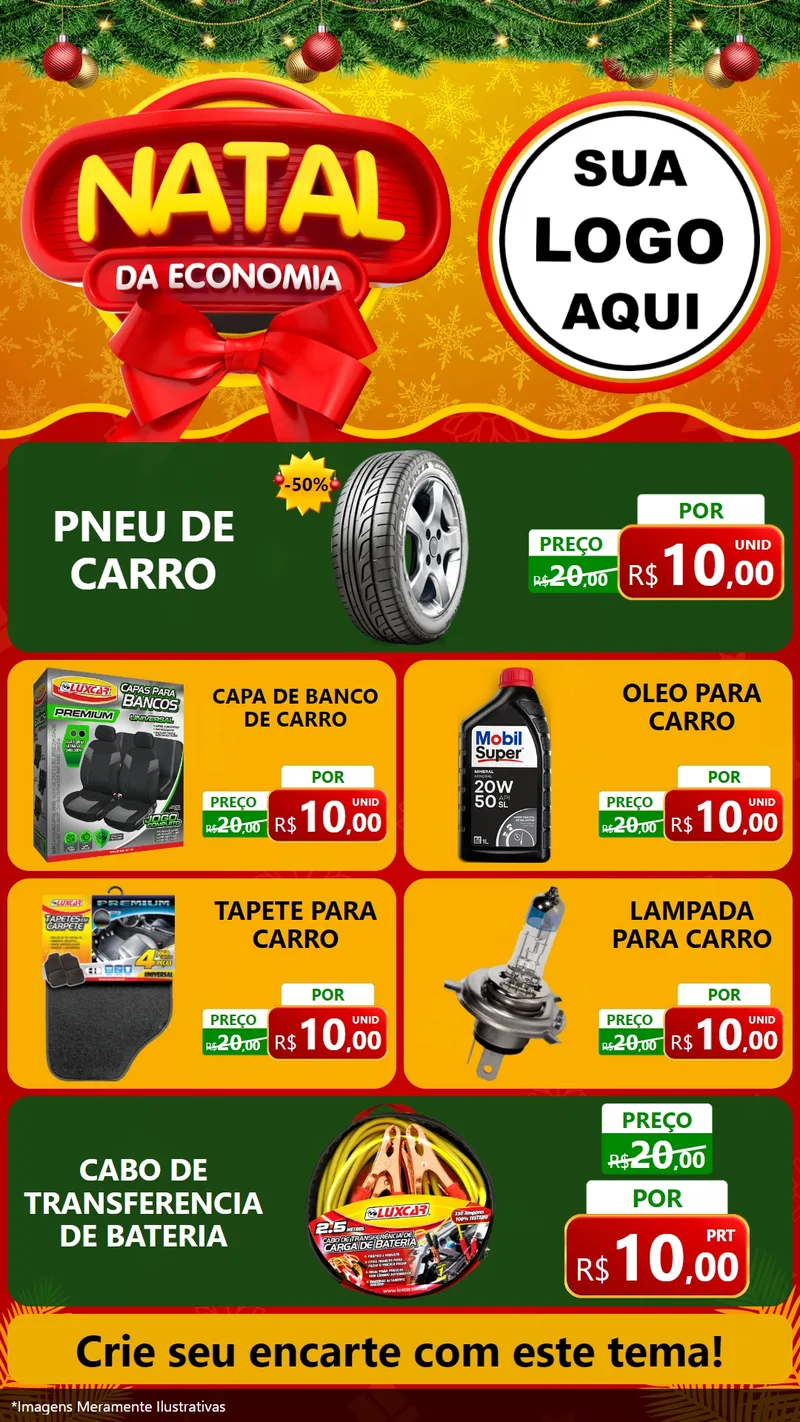 Modelo de TV para TV Vertical com o tema Natal da Economia para Auto peças