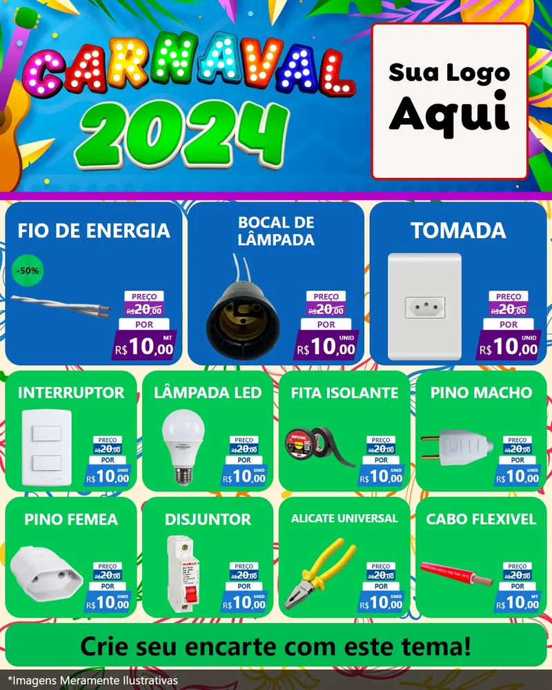 Modelo de Rede Social para Feed Instagram com o tema Carnaval 2027 para Materiais Elétricos