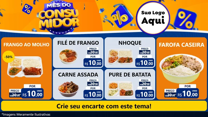 Modelo de TV para TV Horizontal com o tema Mês do Consumidor para Restaurante
