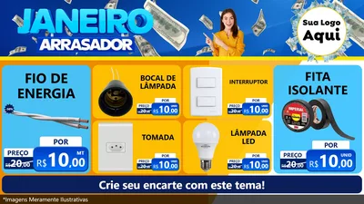 Modelo de TV para TV Horizontal com o tema Janeiro Arrasador para Materiais Elétricos