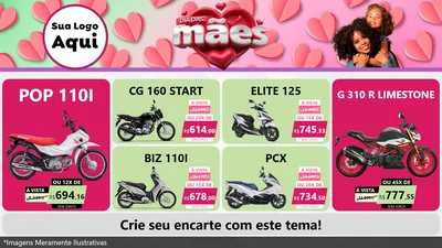 Modelo de TV para TV Horizontal com o tema Dia das Mães para Concessionaria de Motos