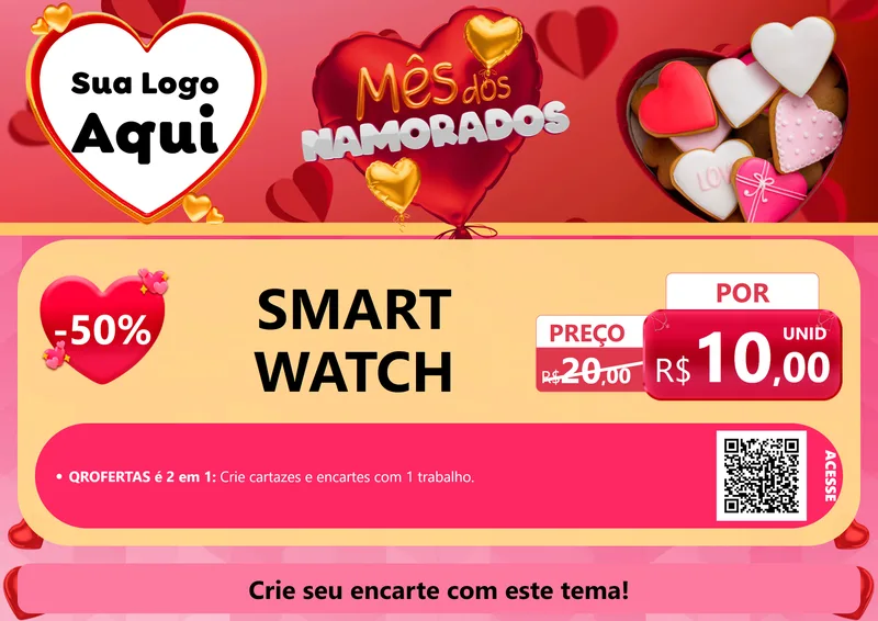 Modelo de Cartaz para Cartaz A4 Horizontal com o tema Mês dos Namorados para Informática