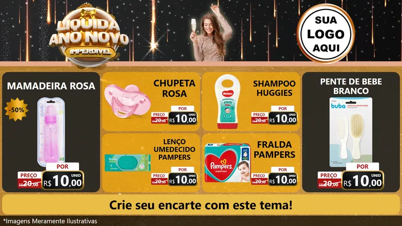 Modelo de TV para TV Horizontal com o tema Liquida Ano Novo Imperdível para Bebês