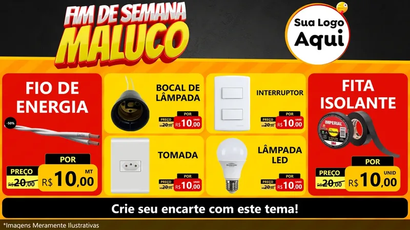 Modelo de TV para TV Horizontal com o tema Final de Semana Maluco para Materiais Elétricos