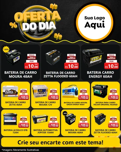 Modelo de Rede Social para Feed Instagram com o tema Oferta Do Dia para Baterias Elétricas