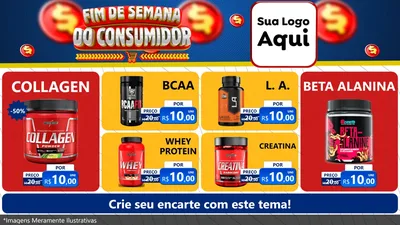Modelo de TV para TV Horizontal com o tema Fim de Semana do Consumidor para Suplementos alimentares