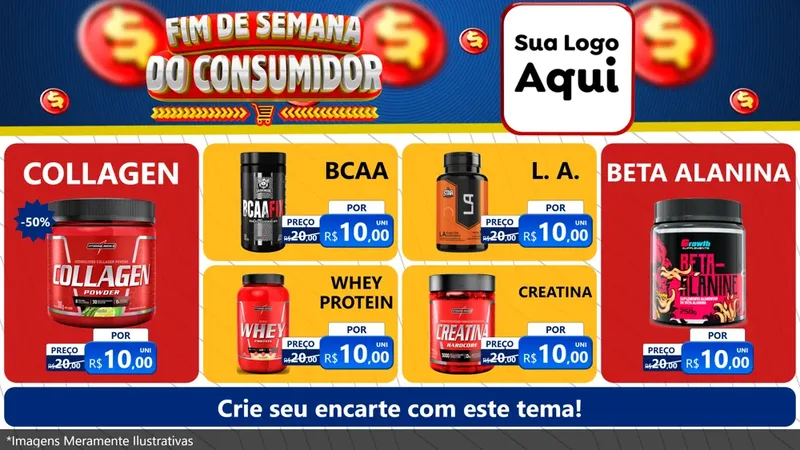 Modelo de TV para TV Horizontal com o tema Fim de Semana do Consumidor para Suplementos alimentares