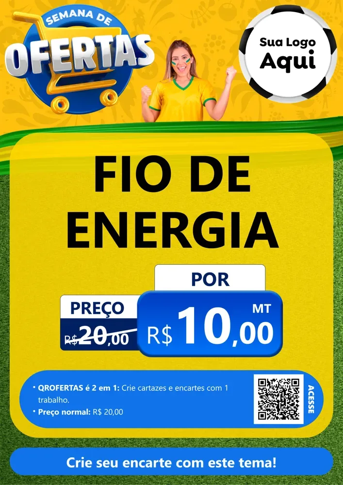 Modelo de Cartaz para Cartaz A4 Vertical com o tema Semana de Ofertas - Copa para Materiais Elétricos