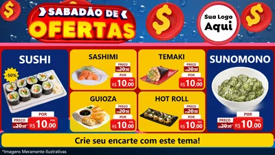 Modelo de TV para TV Horizontal com o tema Sabadão de Ofertas para Comida japonesa