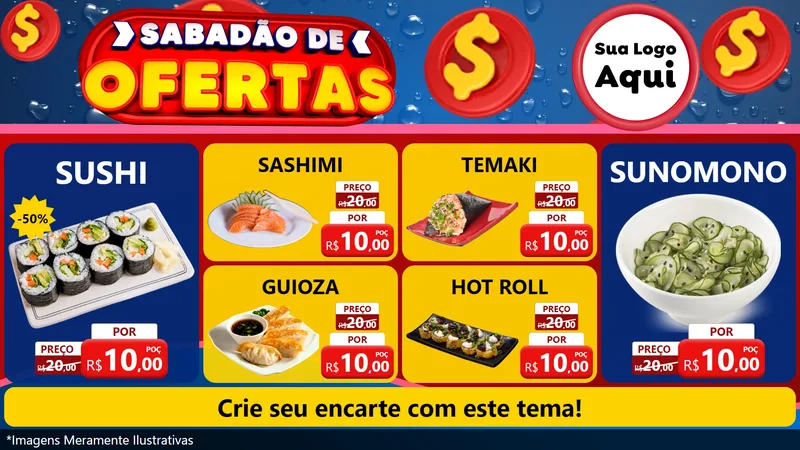 Modelo de TV para TV Horizontal com o tema Sabadão de Ofertas para Comida japonesa