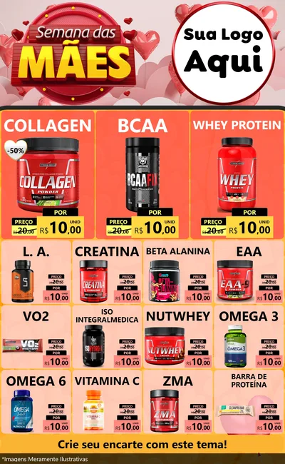 Modelo de Encarte para Encarte Grande com o tema Semana das Mães para Suplementos alimentares