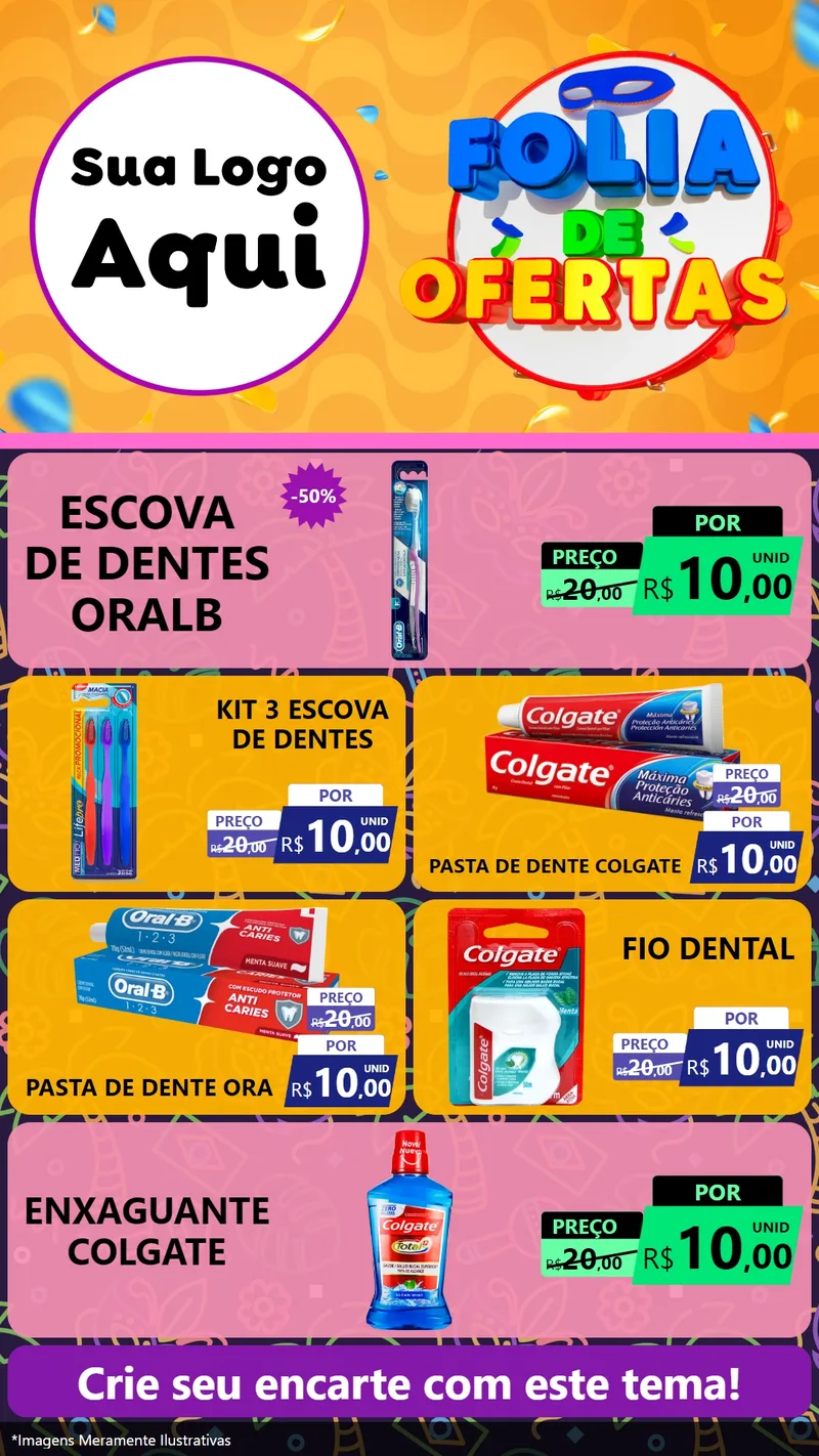 Modelo de TV para TV Vertical com o tema Folia de Ofertas para Higiene Pessoal