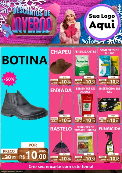 Modelo de Encarte para Encarte A4 Vertical com o tema Descontos de Inverno para Agropecuária