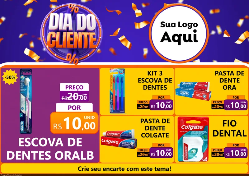Modelo de Encarte para Encarte A4 Horizontal com o tema Dia do Cliente para Higiene Pessoal