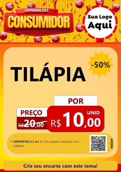 Modelo de Cartaz para Cartaz A4 Vertical com o tema Semana do Consumidor para Peixaria