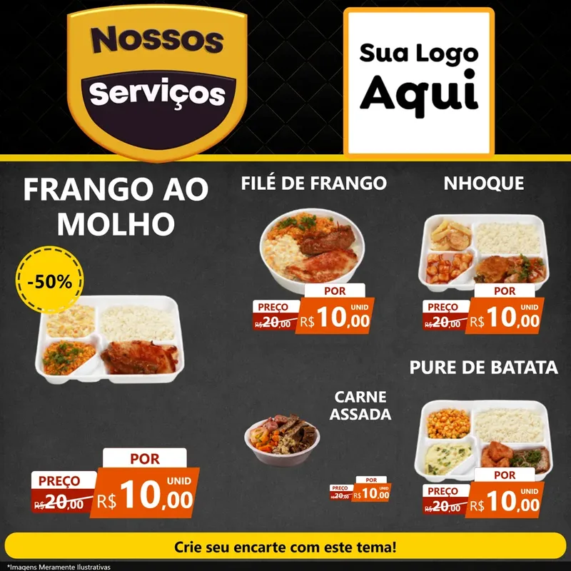Modelo de Rede Social para Feed Facebook com o tema Nossos Serviços para Restaurante
