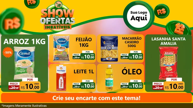 Modelo de TV para TV Horizontal com o tema Show de Ofertas Imbatíveis para Supermercado