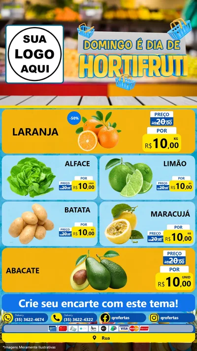 Modelo de TV para TV Vertical com o tema Domingo É Dia de Hortifruti para Hortifrúti