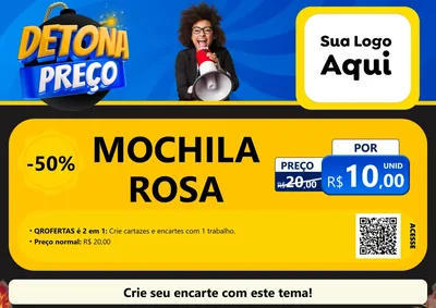 Modelo de Cartaz para Cartaz A4 Horizontal com o tema Detona Preços para Papelaria