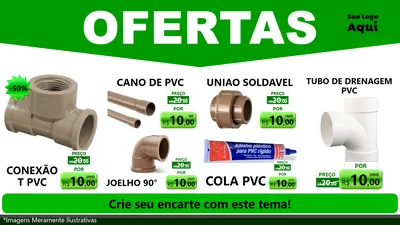 Modelo de TV para TV Horizontal com o tema Ofertas Verde Cartaz para Tubos e conexões
