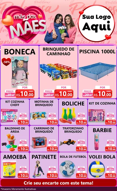 Modelo de Encarte para Encarte Grande com o tema Mês Das Mães para Brinquedos