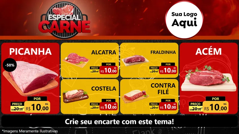 Modelo de TV para TV Horizontal com o tema Especial da Carne para Açougue