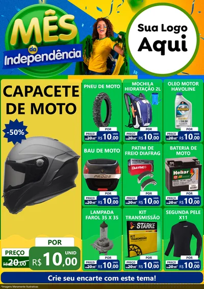 Modelo de Encarte para Encarte A4 Vertical com o tema Mês da Independência para Moto peças