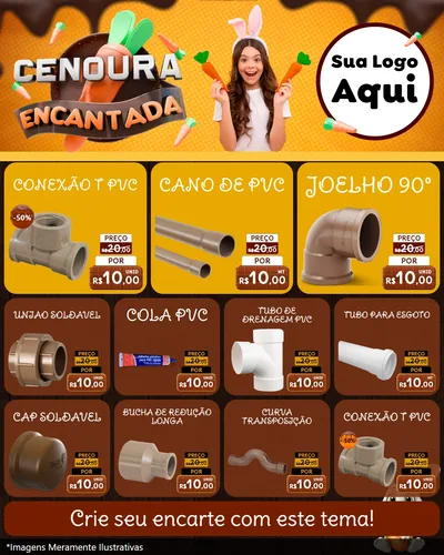 Modelo de Rede Social para Feed Instagram com o tema Cenoura Encantada - Páscoa para Tubos e conexões