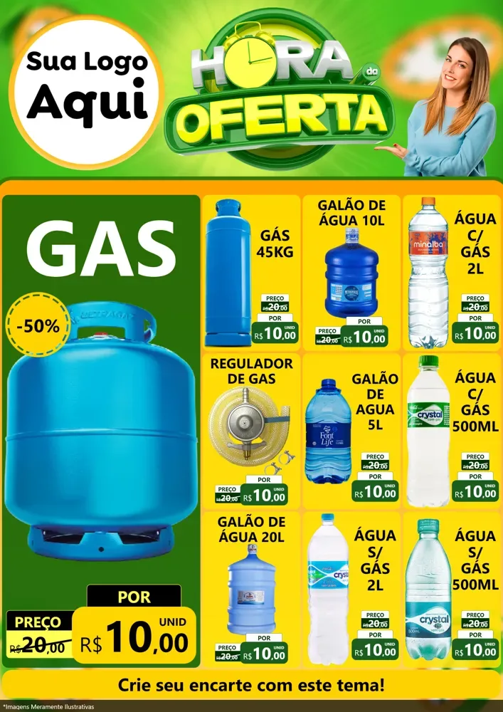 Modelo de Encarte para Encarte A4 Vertical com o tema Hora da Oferta para Água e gás