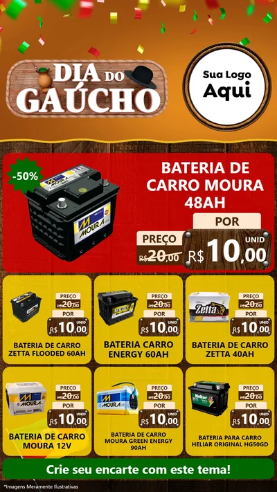 Modelo de Rede Social para Stories com o tema Dia do Gaúcho para Baterias Elétricas