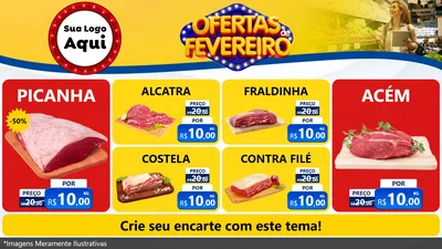 Modelo de TV para TV Horizontal com o tema Ofertas de Fevereiro para Açougue