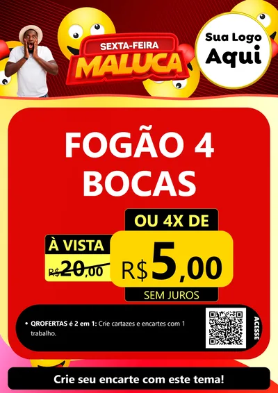 Modelo de Cartaz para Cartaz A4 Vertical com o tema Sexta-feira Maluca para Móveis e Eletro