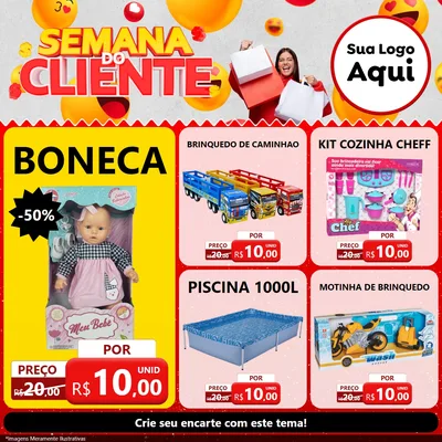 Modelo de Rede Social para Feed Facebook com o tema Semana do Cliente para Brinquedos