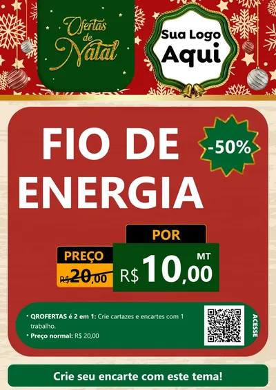 Modelo de Cartaz para Cartaz A4 Vertical com o tema Natal de Ofertas para Materiais Elétricos
