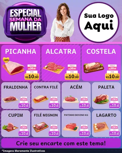 Modelo de Rede Social para Feed Instagram com o tema Especial Semana da Mulher para Açougue