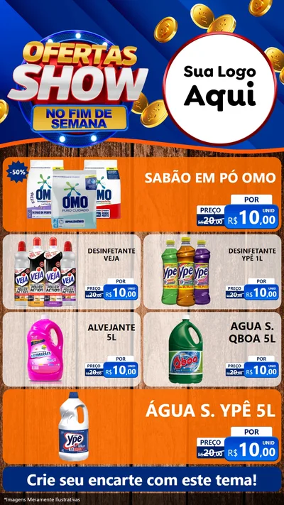 Modelo de TV para TV Vertical com o tema Ofertas Show No Fim De Semana para Produtos de Limpeza