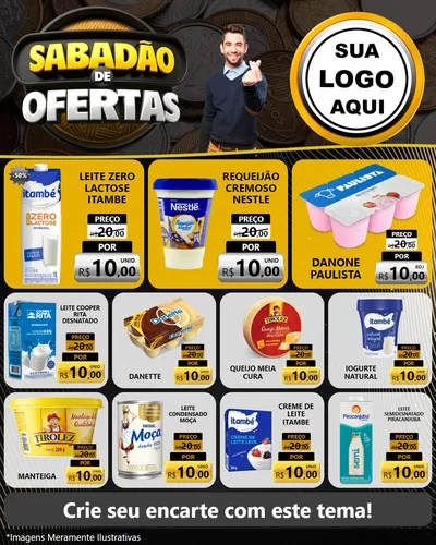 Modelo de Rede Social para Feed Instagram com o tema Sabadão de Ofertas para Frios e Laticínios