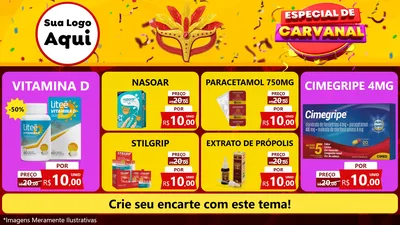 Modelo de TV para TV Horizontal com o tema Especial de Carnaval para Farmácia