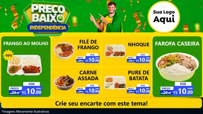 Modelo de TV para TV Horizontal com o tema Preço Baixo de Independência para Restaurante