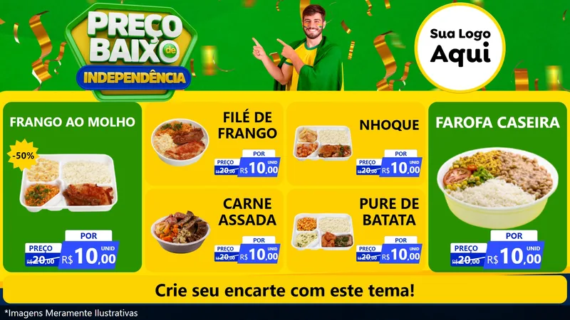 Modelo de TV para TV Horizontal com o tema Preço Baixo de Independência para Restaurante